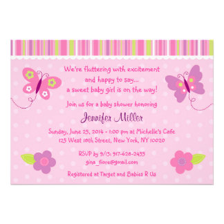 Baby Girl Butterfly Baby Shower Invitations