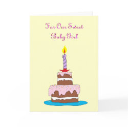 Baby Girl, Cake First Birthday card