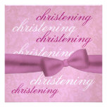 Baby Girl Christening Pink Faux Bow E540 invitations