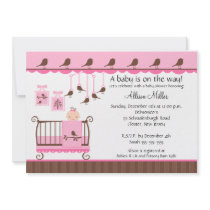 Baby Girl Crib Baby Shower Invitation by celebrateitinvites Baby Girl Crib Baby Shower Invitation