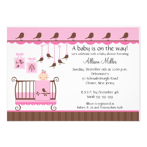 Baby Girl Crib Baby Shower Invitation