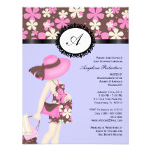 Baby Girl Cute Shower Flowers Custom Invitation