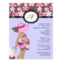 Baby Girl Cute Shower Flowers Custom Invites