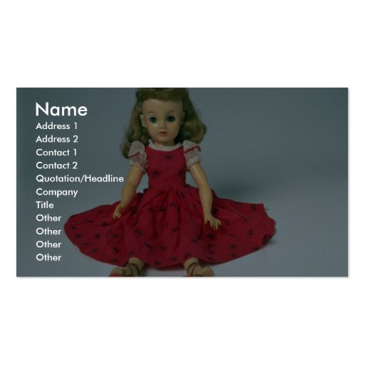 Baby girl doll dressed in red business card templates