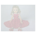 Baby girl doll dressed in red customized letterhead