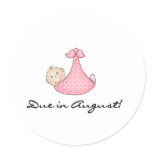 Baby Girl Due in August Round Stickers
