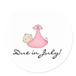 Baby Girl Due in July Round Sticker