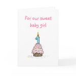 Baby Girl First Birthday Card card