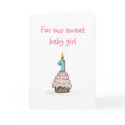 Baby Girl First Birthday Card