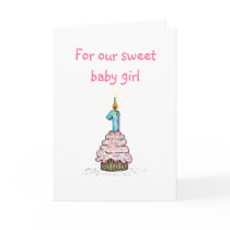 Baby Girl First Birthday Card