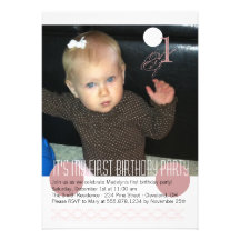 Baby Girl First Birthday Party Invitation