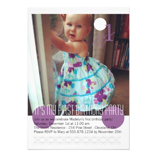 Baby Girl First Birthday Party Invitation