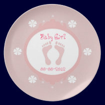 Baby Girl Footprint Plate plates