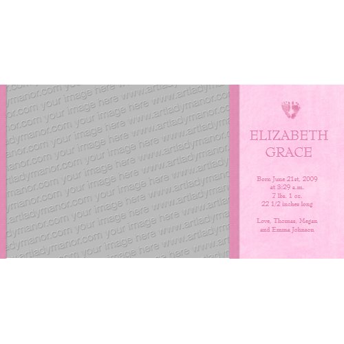 Baby Girl Footprints Photo Birth Announcement photocard