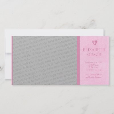 Baby Girl Photo Birth Announcements on Baby Girl Footprints Photo Birth Announcement Photo Card From Zazzle