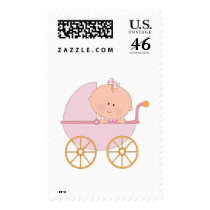 Baby Girl in Carriage postage