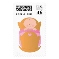 Baby Girl in Cradle Postage Stamps