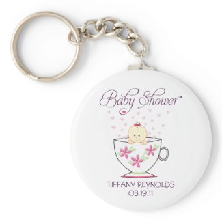 Baby Girl in Tea Cup Keychain keychain