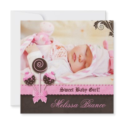 Baby Girl Invitation Announcement Cake Pops Pink by BabyDelights