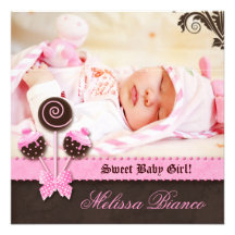Baby Girl Invitation Announcement Cake Pops Pink