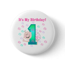 Baby Girl It's My 1st Birthday buttons by kids_birthdays Baby Girl It's My 1st Birthday buttons