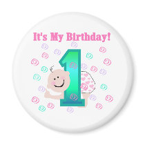 Baby Girl It's My 1st Birthday magnets by kids_birthdays Baby Girl It's My 1st Birthday magnets