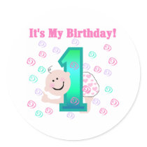 Baby Girl It's My 1st Birthday stickers by kids_birthdays Baby Girl It's My 1st Birthday stickers