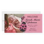 Baby Girl Ladybug Birth Announcement Custom Photo Card