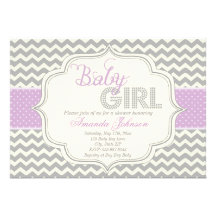 Baby Girl Mod Chic Chevron Baby Shower Invite