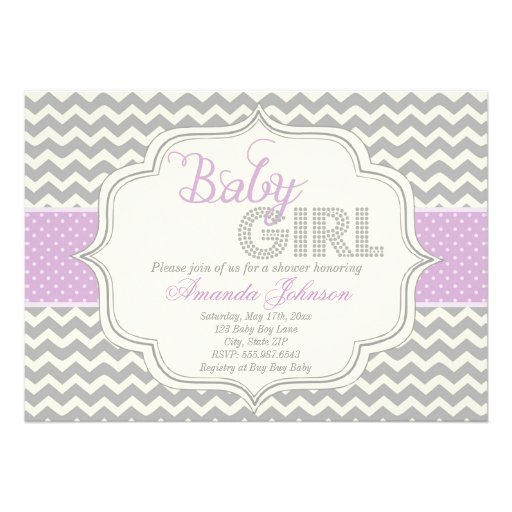 Baby Girl Mod Chic Chevron Baby Shower Invite