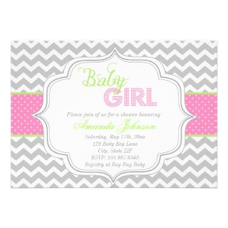 Baby Girl Mod Chic Chevron Baby Shower Invite