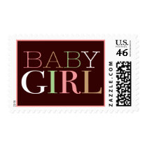 Baby Girl Modern Pink & Brown Baby Postage