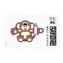 BABY GIRL MONKEY POSTAGE STAMP