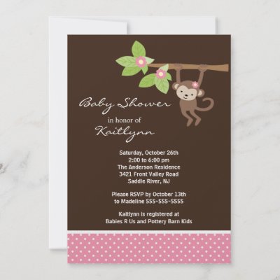 Baby Monkey Baby Shower Theme on Baby Girl Monkey Safari Baby Shower Invitation By Celebrateitinvites