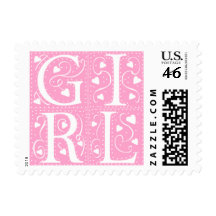 Baby Girl New Baby Announcement Stamps