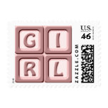 Baby Girl New Baby Announcement Stamps