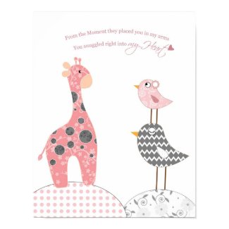 Baby girl nursery art (snuggled into my heart) posters