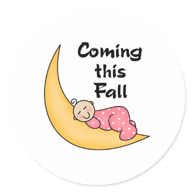 Baby Girl on Moon Fall Round Sticker by maternity