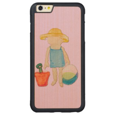 Baby Girl on Summer Beach Birthday Rose Pink Stamp Carved® Maple iPhone 6 Plus Bumper Case