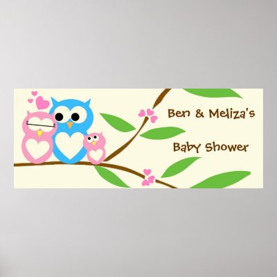 Baby Girl Owl Baby Shower Banner by Beezazzler