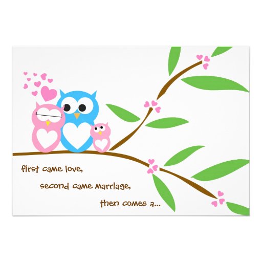 Baby Girl Owl Baby Shower Invitation (front side)