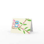 Baby Girl Owl Thank You Note Card cards