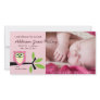 Baby Girl Owl Theme Birth Announcement Photo Card