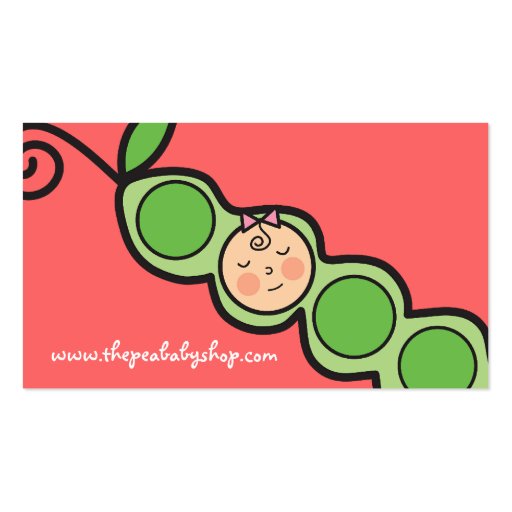 Baby Girl Pea in a Pod Fun Cartoon Profile Card Business Card Template (back side)