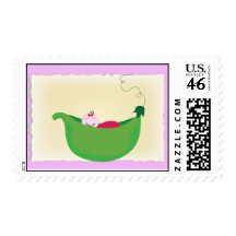 Baby Girl 'Pea in a pod' postage stamp