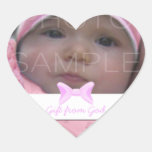 Baby girl Photo Gift from God Pink bow Sticker