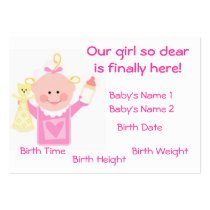 Baby Girl Photo Personalized  Announcement Card business cards