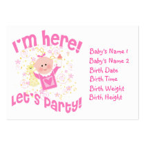 Baby Girl Photo Personalized Announcement Card profile cards by jamiecreates1 Baby Girl Photo Personalized Announcement Card profile cards