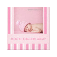Baby Girl Photo Wrapped Canvas Pink White Stripes wrappedcanvas