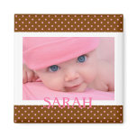 Baby girl pink, brown polka dots magnet magnets